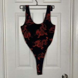 Black & Red Dragon Print Set